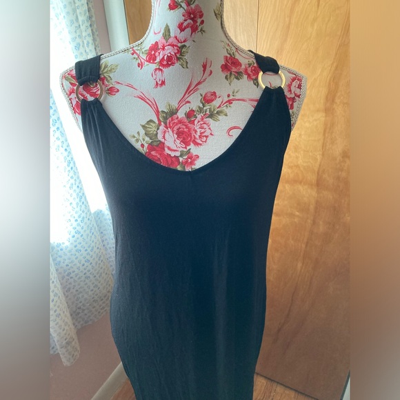 Green Envelope - Black Stretch Knit Maxi Sundress -SZ L - Picture 3 of 9